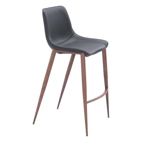 Zuo Magnus 109937 Barstool - Black & Walnut IMAGE 1