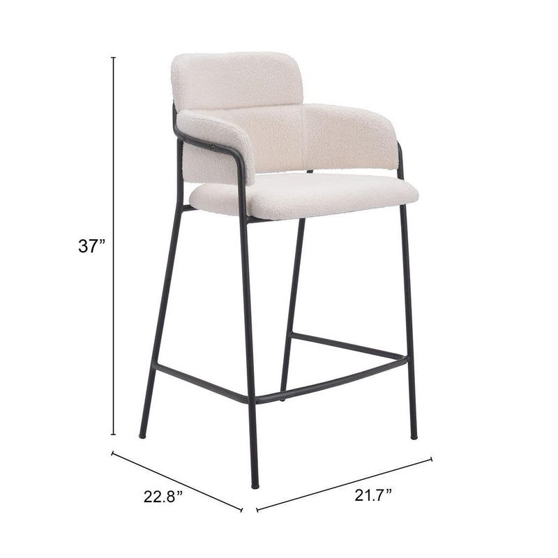 Zuo Marcel 109665 Counter Stool - Cream IMAGE 8