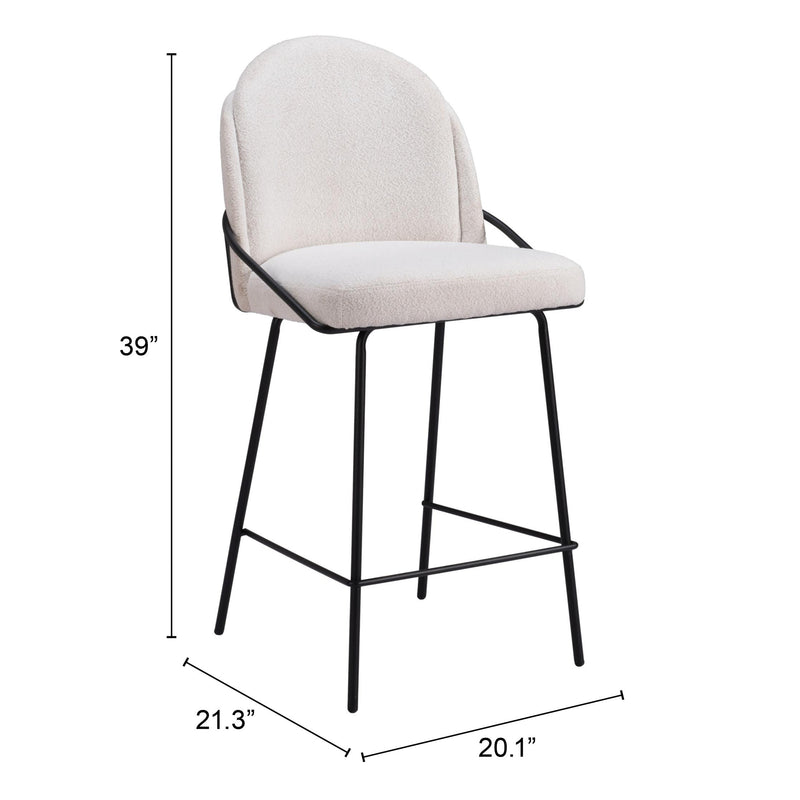 Zuo Jambi 109967 Counter Stool - Ivory IMAGE 8