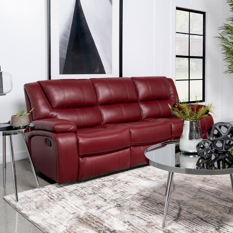  Coaster Furniture Camila 610241 Upholstered Motion Reclining Sofa - Red IMAGE 8