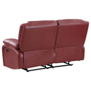  Coaster Furniture Camila 610242 Upholstered Motion Reclining Loveseat - Red IMAGE 5