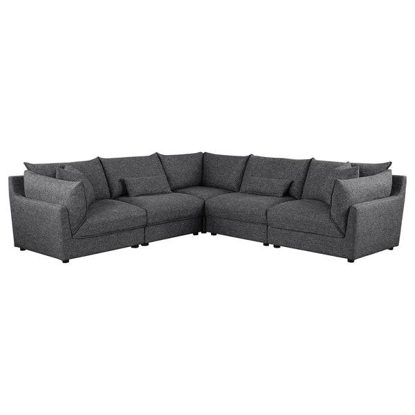  Coaster Furniture Sasha 551681-SETA 5 pc Upholstered Modular Sectional Sofa - Barely Black IMAGE 1