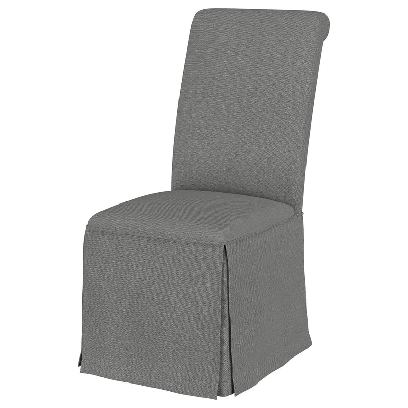 Coaster Furniture Shawna 100749 Upholstered Skirted Side Chair - Light Grey (Set of 2) IMAGE 3