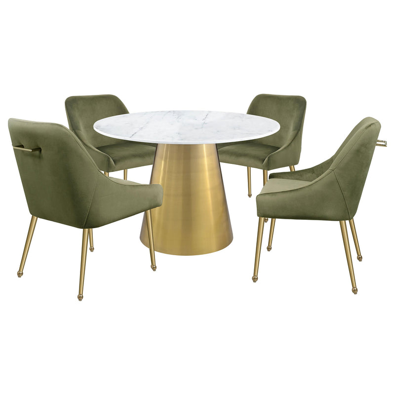 Coaster Furniture Ambrose 107600 Round 50-inch Marble Top Dining Table - Brushed Gold IMAGE 5