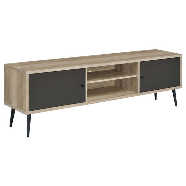 Coaster Furniture Allie 701076 2-Door Engineered Wood TV Stand with Storage Shelf - Antique Pine/Grey IMAGE 1