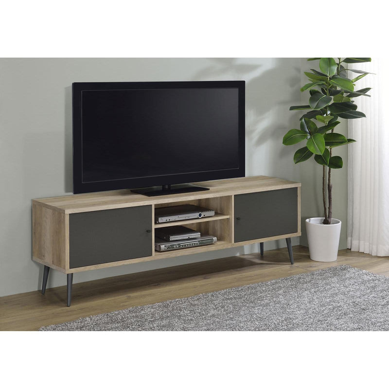 Coaster Furniture Allie 701076 2-Door Engineered Wood TV Stand with Storage Shelf - Antique Pine/Grey IMAGE 2