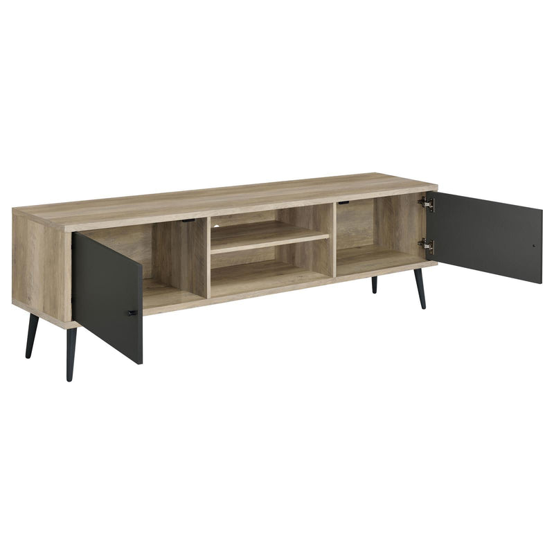 Coaster Furniture Allie 701076 2-Door Engineered Wood TV Stand with Storage Shelf - Antique Pine/Grey IMAGE 3