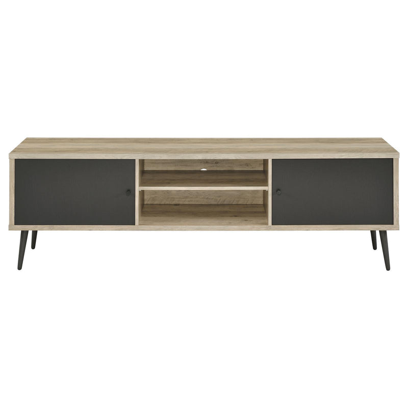 Coaster Furniture Allie 701076 2-Door Engineered Wood TV Stand with Storage Shelf - Antique Pine/Grey IMAGE 4