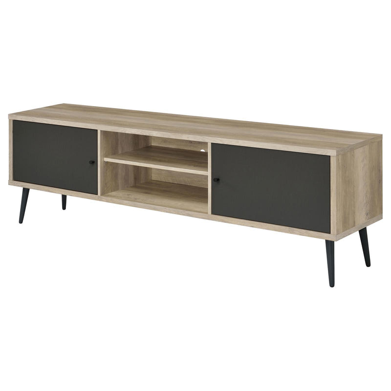 Coaster Furniture Allie 701076 2-Door Engineered Wood TV Stand with Storage Shelf - Antique Pine/Grey IMAGE 5