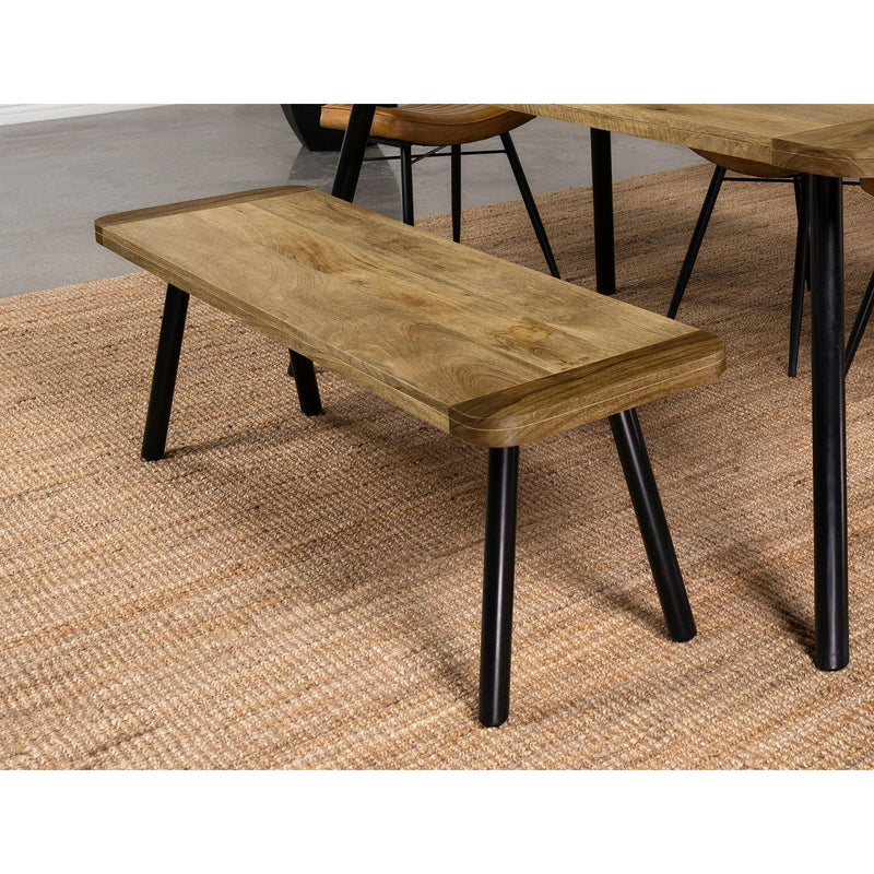 Coaster Furniture Maverick 123043 Wood Dining Bench - Natural Mango and Black IMAGE 2