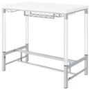  Coaster Furniture Norcrest 182101 47-inch Acrylic Leg Bar Table - White High Gloss IMAGE 4