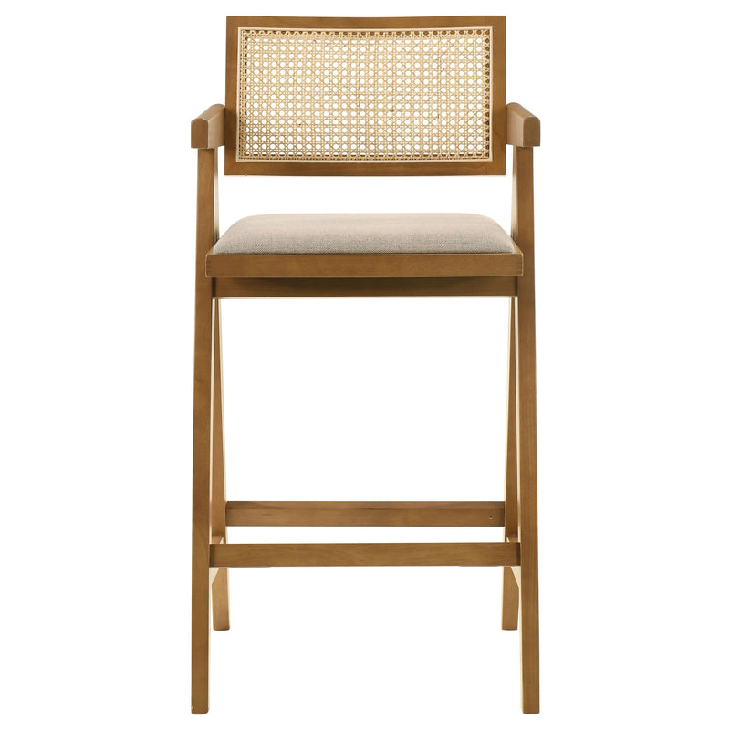  Coaster Furniture Kane 182677 Woven Rattan Wood Bar Chair - Light Walnut IMAGE 3