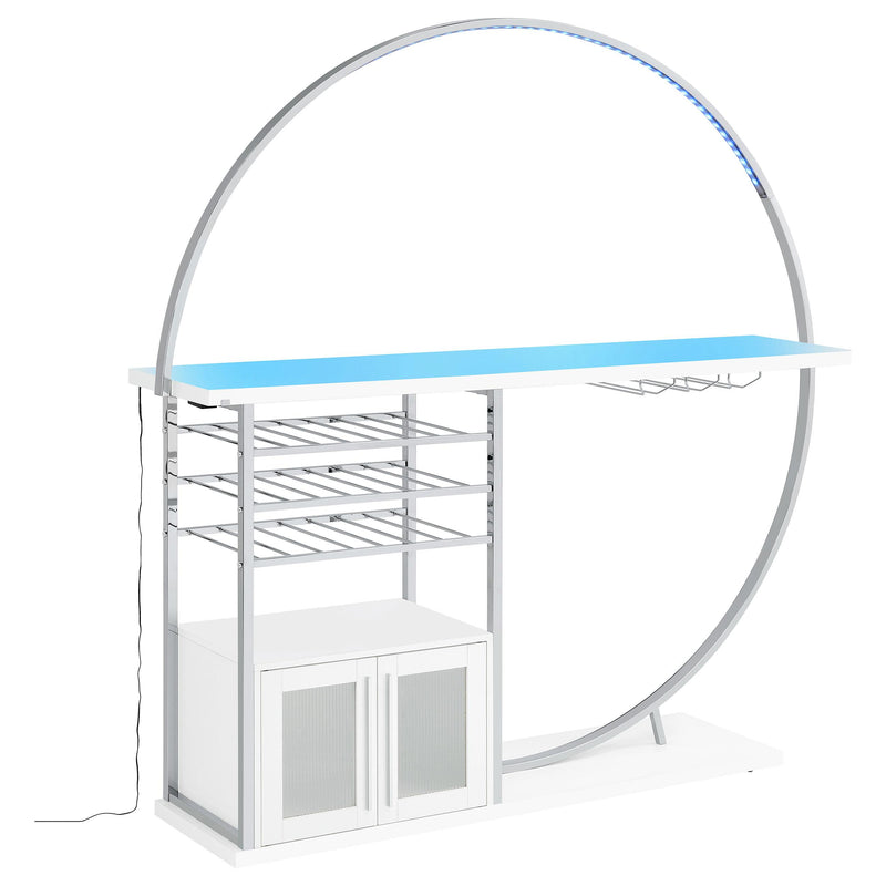 Coaster Furniture Risley 182798 2-door Circular LED Home Bar Cabinet - White High Gloss IMAGE 8