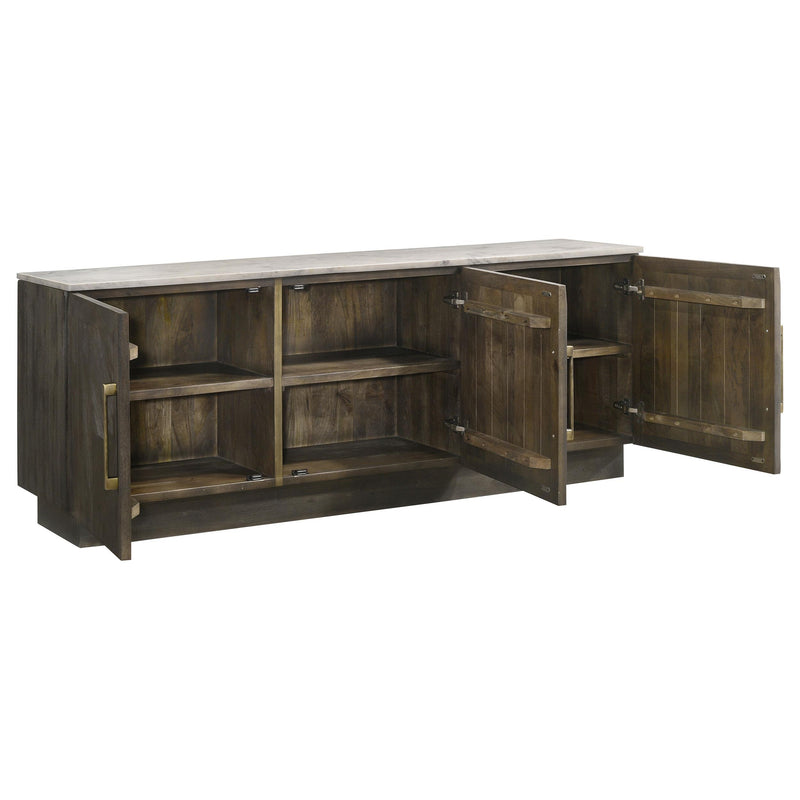  Coaster Furniture Dennis 190655 3-door Marble Top Sideboard Buffet - Tobacco Grey IMAGE 2