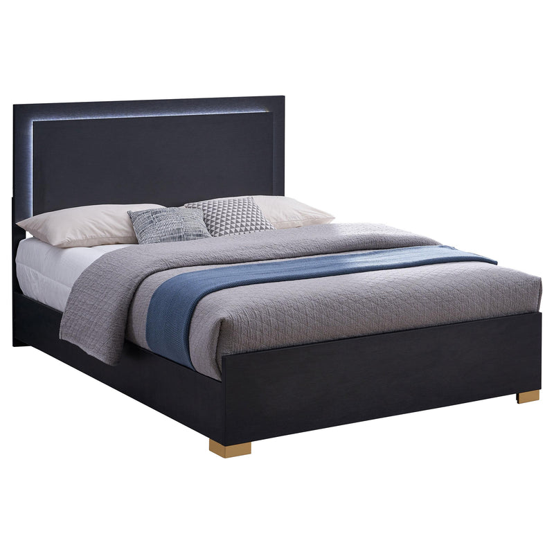  Coaster Furniture Marceline 222831Q Wood Queen LED Panel Bed - Black IMAGE 4