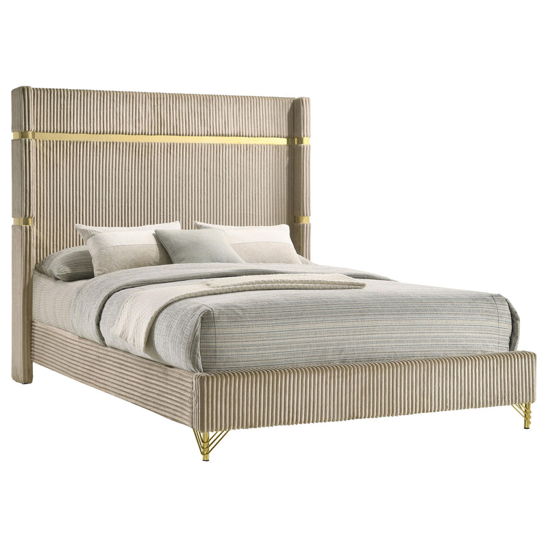  Coaster Furniture Lucia 224731Q 61-inch Upholstered Queen Wingback Bed - Beige IMAGE 4