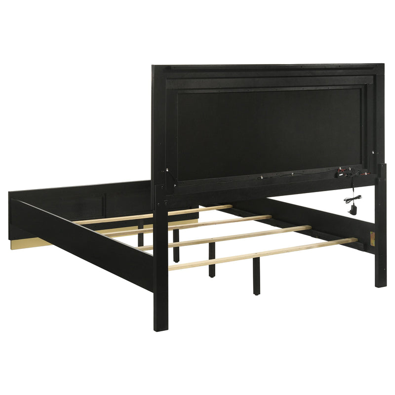  Coaster Furniture Caraway 224781Q Wood Queen LED Panel Bed - Black IMAGE 3
