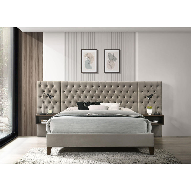 Coaster Furniture Marley 300833Q Upholstered Queen Wall Panel Bed - Light Brown IMAGE 2
