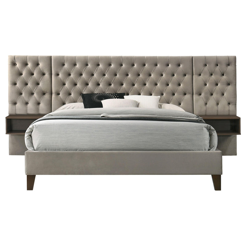 Coaster Furniture Marley 300833Q Upholstered Queen Wall Panel Bed - Light Brown IMAGE 3
