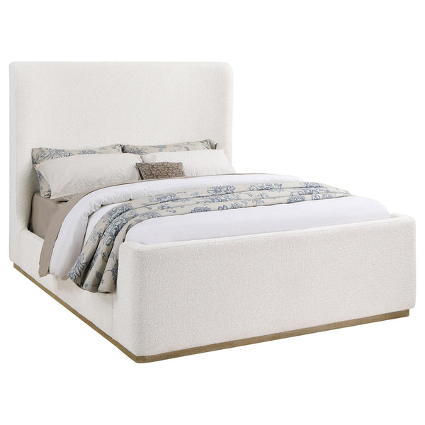  Coaster Furniture Nala 302046KE Upholstered Eastern King Sleigh Bed - Cream IMAGE 1