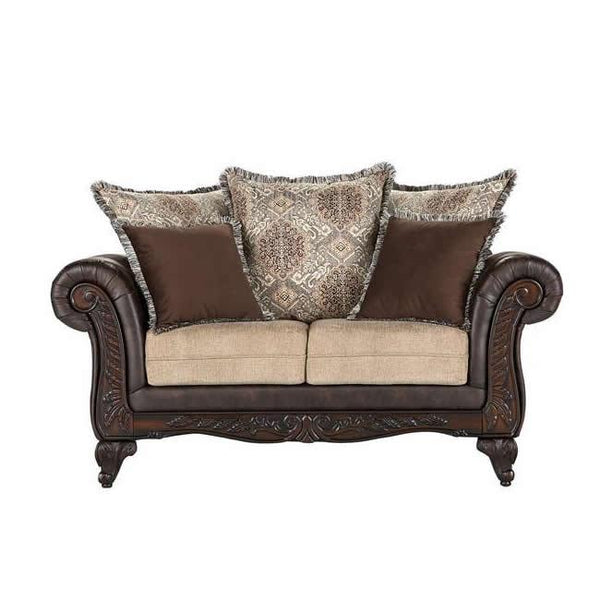  Coaster Furniture Elmbrook 508572 Upholstered Rolled Arm Loveseat - Brown IMAGE 1