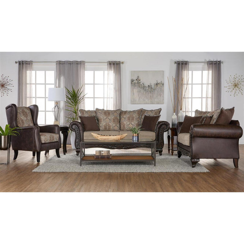  Coaster Furniture Elmbrook 508572 Upholstered Rolled Arm Loveseat - Brown IMAGE 2