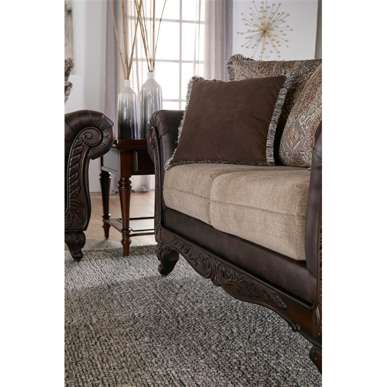  Coaster Furniture Elmbrook 508572 Upholstered Rolled Arm Loveseat - Brown IMAGE 3