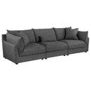  Coaster Furniture Sasha 551681-SETB 3 pc Upholstered Sofa - Barely Black IMAGE 1