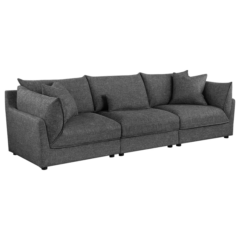  Coaster Furniture Sasha 551681-SETB 3 pc Upholstered Sofa - Barely Black IMAGE 1