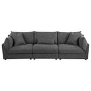  Coaster Furniture Sasha 551681-SETB 3 pc Upholstered Sofa - Barely Black IMAGE 2