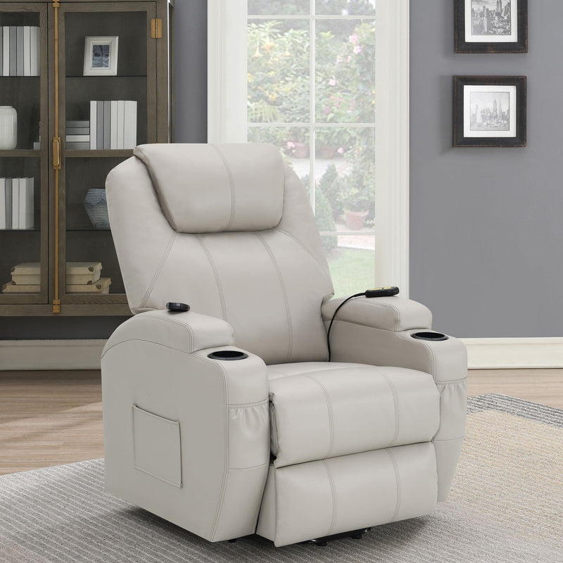  Coaster Furniture Sanger 600497P Upholstered Power Lift Massage Recliner - Champagne IMAGE 11