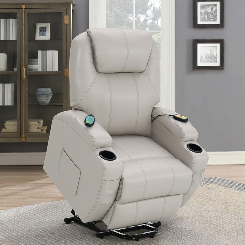  Coaster Furniture Sanger 600497P Upholstered Power Lift Massage Recliner - Champagne IMAGE 13