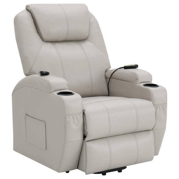  Coaster Furniture Sanger 600497P Upholstered Power Lift Massage Recliner - Champagne IMAGE 1