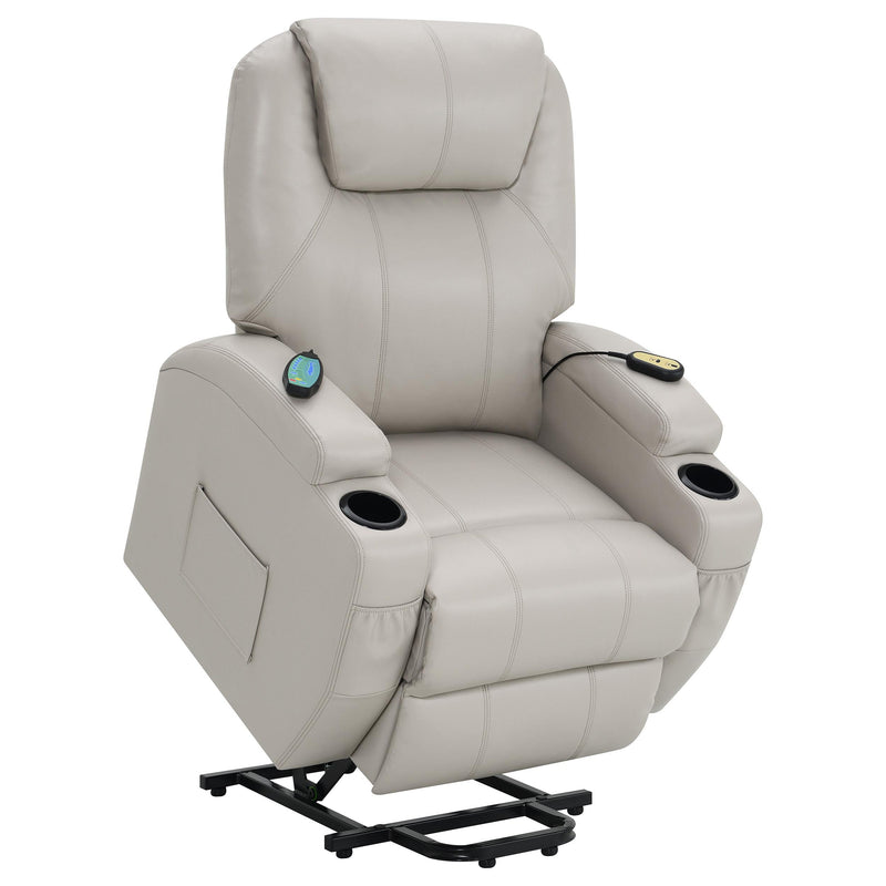  Coaster Furniture Sanger 600497P Upholstered Power Lift Massage Recliner - Champagne IMAGE 3