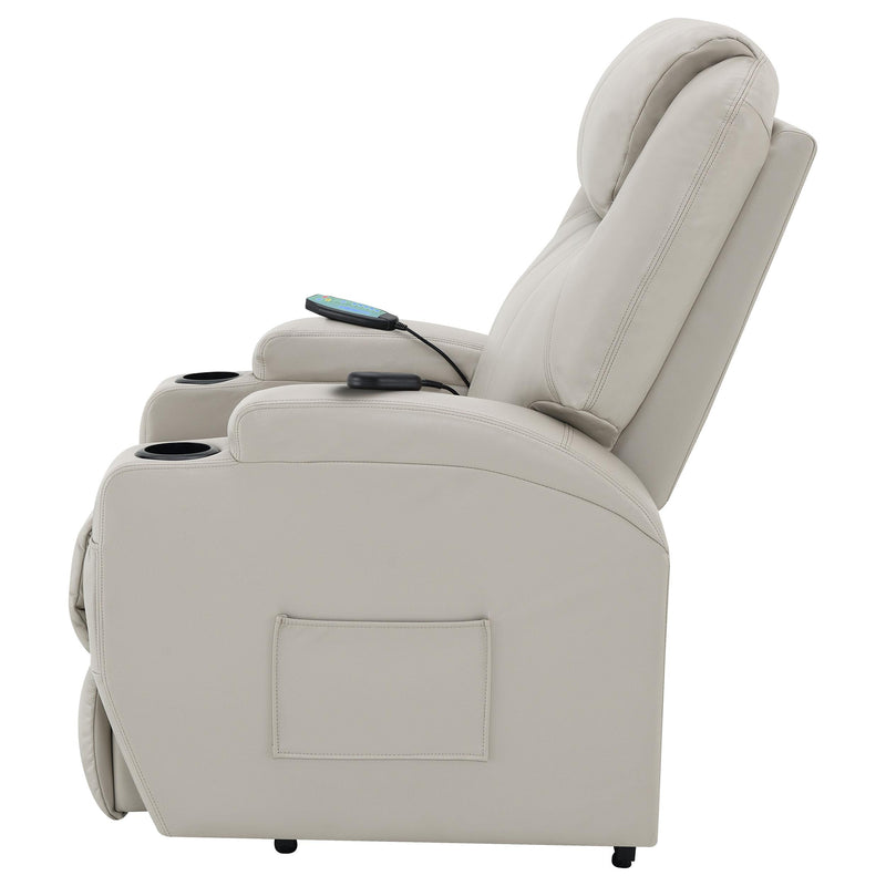  Coaster Furniture Sanger 600497P Upholstered Power Lift Massage Recliner - Champagne IMAGE 6