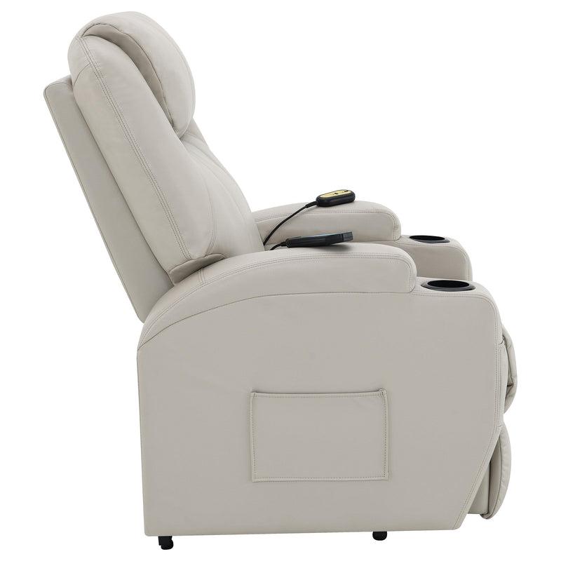  Coaster Furniture Sanger 600497P Upholstered Power Lift Massage Recliner - Champagne IMAGE 9