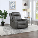  Coaster Furniture Raelynn 603193 Upholstered Track Arm Recliner - Grey IMAGE 2