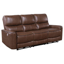  Coaster Furniture Greenfield 610264P Upholstered Power Reclining Sofa - Saddle Brown IMAGE 1