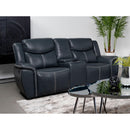  Coaster Furniture Sloane 610272 Upholstered Padded Arm Reclining Loveseat - Blue IMAGE 2