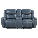  Coaster Furniture Sloane 610272 Upholstered Padded Arm Reclining Loveseat - Blue IMAGE 4