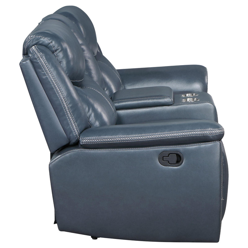  Coaster Furniture Sloane 610272 Upholstered Padded Arm Reclining Loveseat - Blue IMAGE 6