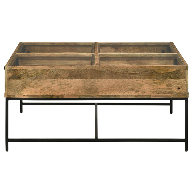  Coaster Furniture Stephie 704698 4-Drawer Square Glass Top Coffee Table - Honey Brown IMAGE 6