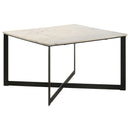  Coaster Furniture Tobin 707698 Square Marble Top Coffee Table - White and Black IMAGE 1