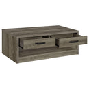  Coaster Furniture Felix 707728 2-Drawer Engineered Wood Coffee Table - Grey Driftwood IMAGE 3