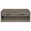  Coaster Furniture Felix 707728 2-Drawer Engineered Wood Coffee Table - Grey Driftwood IMAGE 4