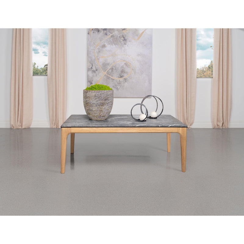  Coaster Furniture Polaris 707858 Rectangular SmartTop Coffee Table - Grey and Light Oak IMAGE 2