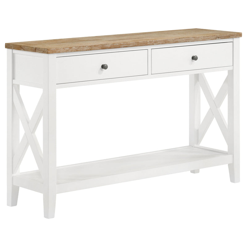 Coaster Furniture Hollis 708099 2-Drawer Wood Entryway Console Table - Brown and White IMAGE 1