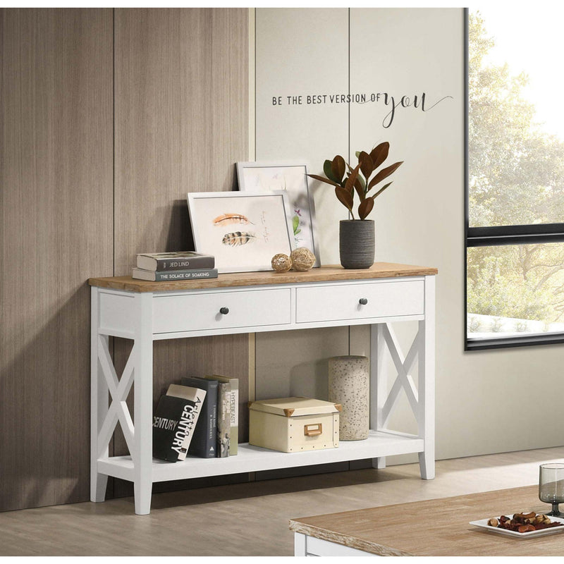 Coaster Furniture Hollis 708099 2-Drawer Wood Entryway Console Table - Brown and White IMAGE 2
