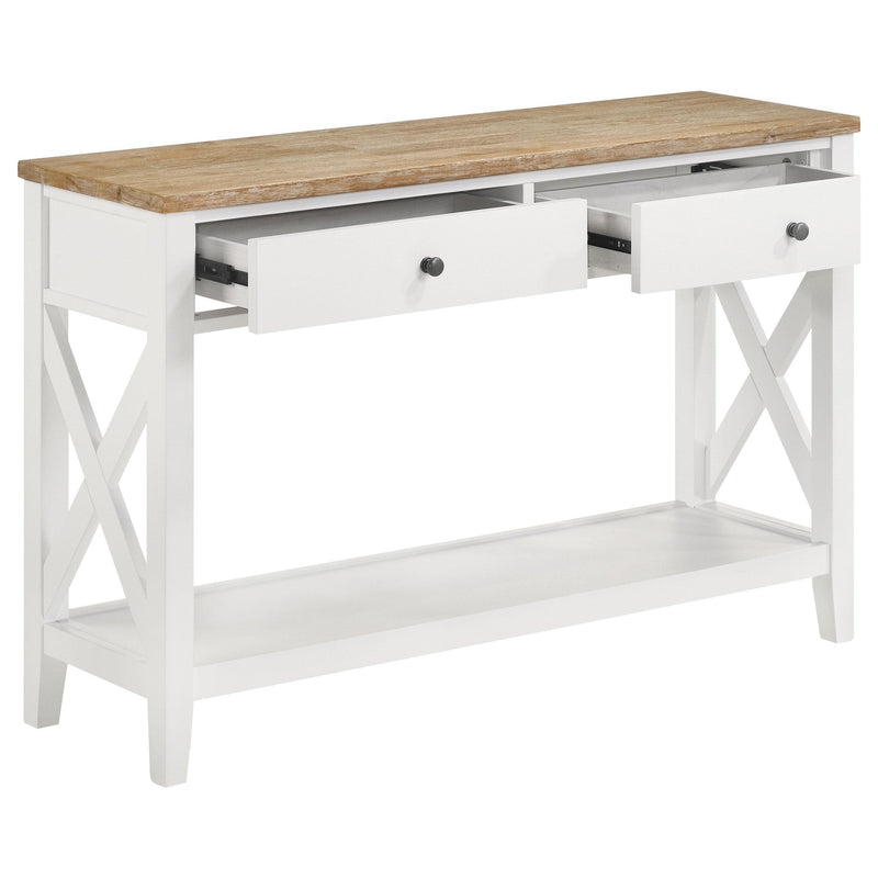 Coaster Furniture Hollis 708099 2-Drawer Wood Entryway Console Table - Brown and White IMAGE 3