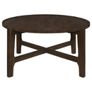  Coaster Furniture Cota 708288 Round Solid Wood Coffee Table - Dark Brown IMAGE 4